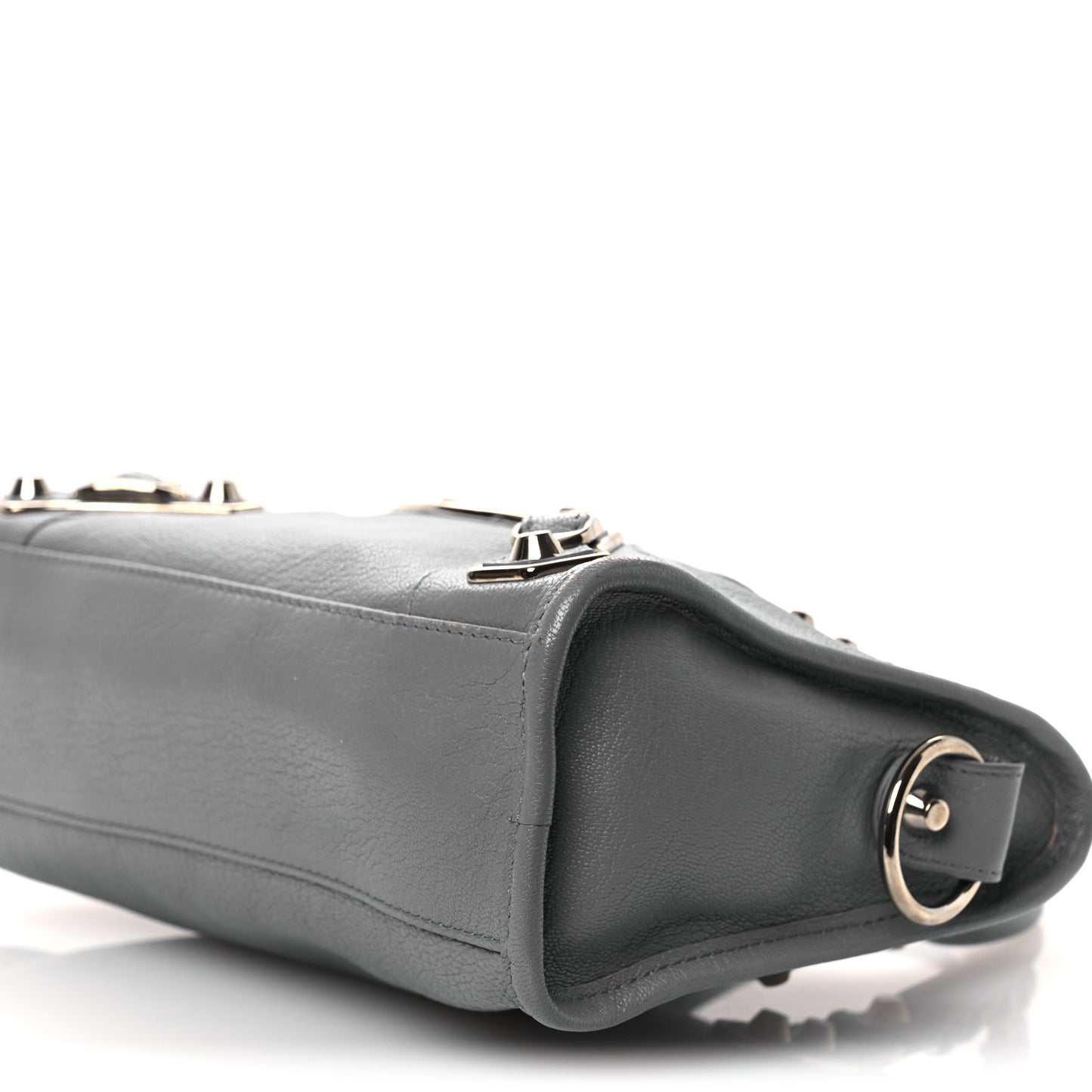 Chevre Silver Metallic Edge Hardware Mini City Bleu Acier