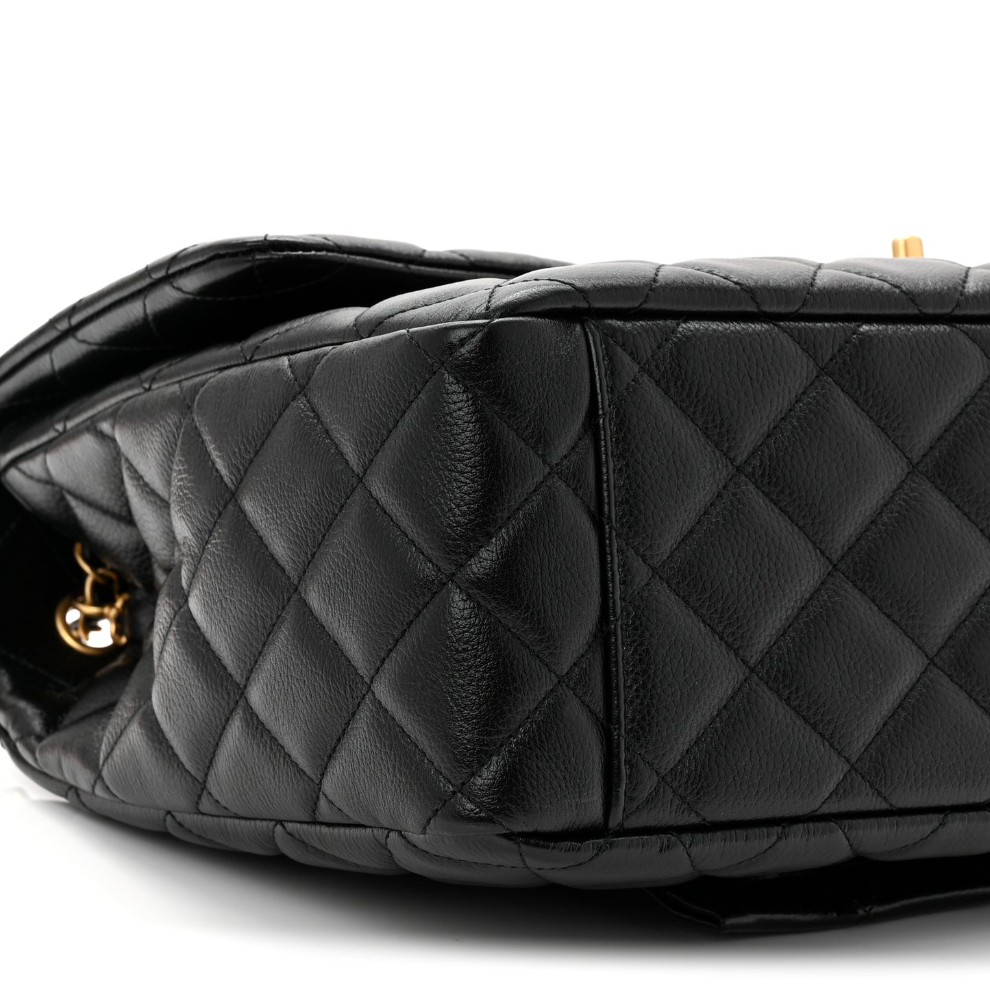 Grained Calfksin Quilted XXL Travel Flap Bag Black
