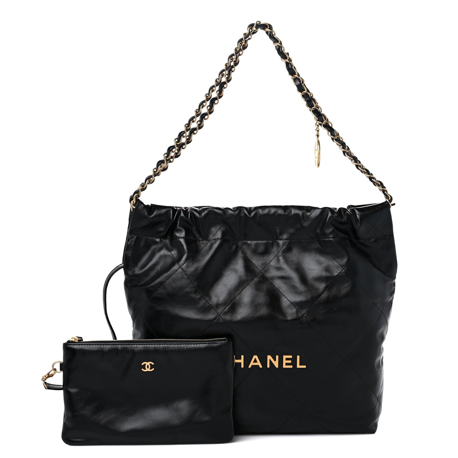 Chanel Shiny Calfskin Quilted Small Chanel 22 Black 1 of 11