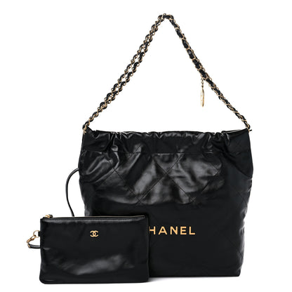 Chanel Shiny Calfskin Quilted Small Chanel 22 Black 1 of 11