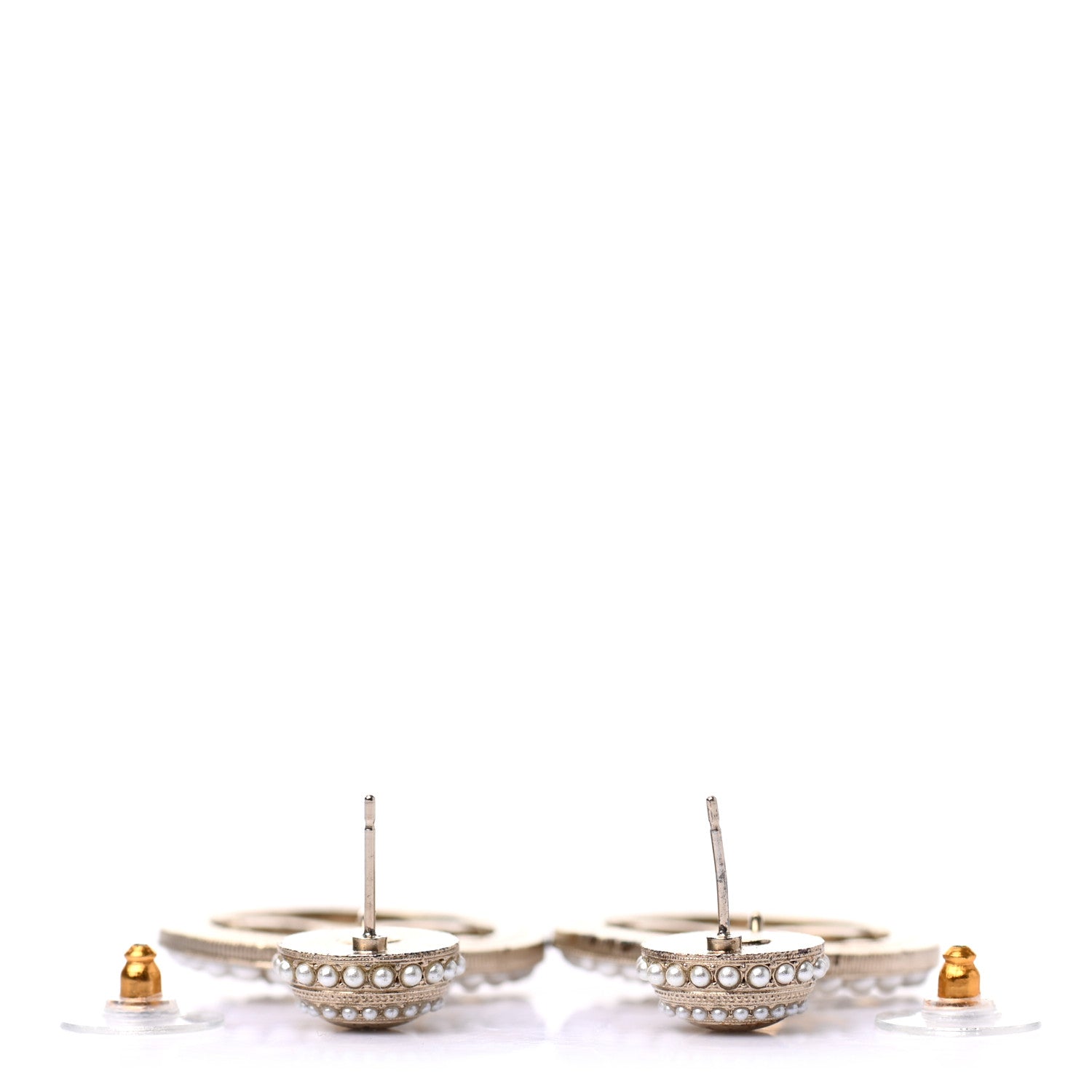 Chanel Pearl CC Drop Earrings Light Gold 3 of 4