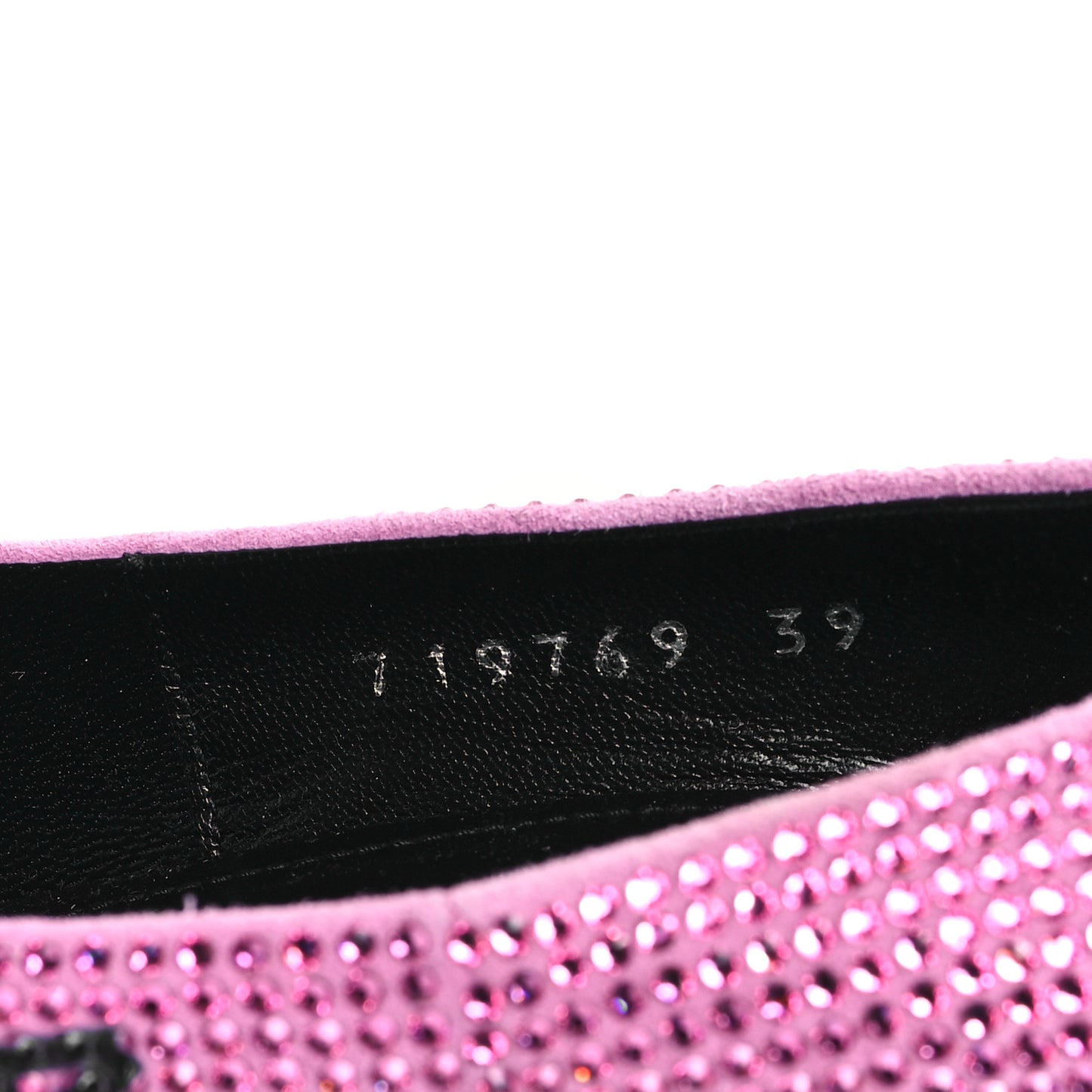 Strass Suede Allover Logo Square Knife 110mm Pumps 39 Pink Black