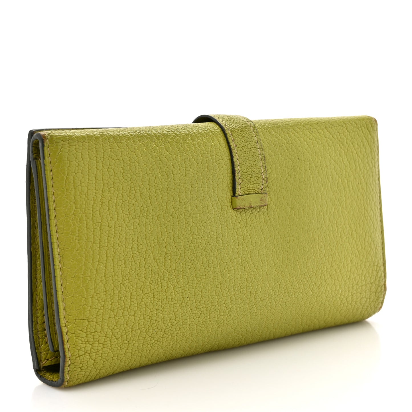 Chevre Mysore Tri-Fold Bearn Wallet Vert Anis