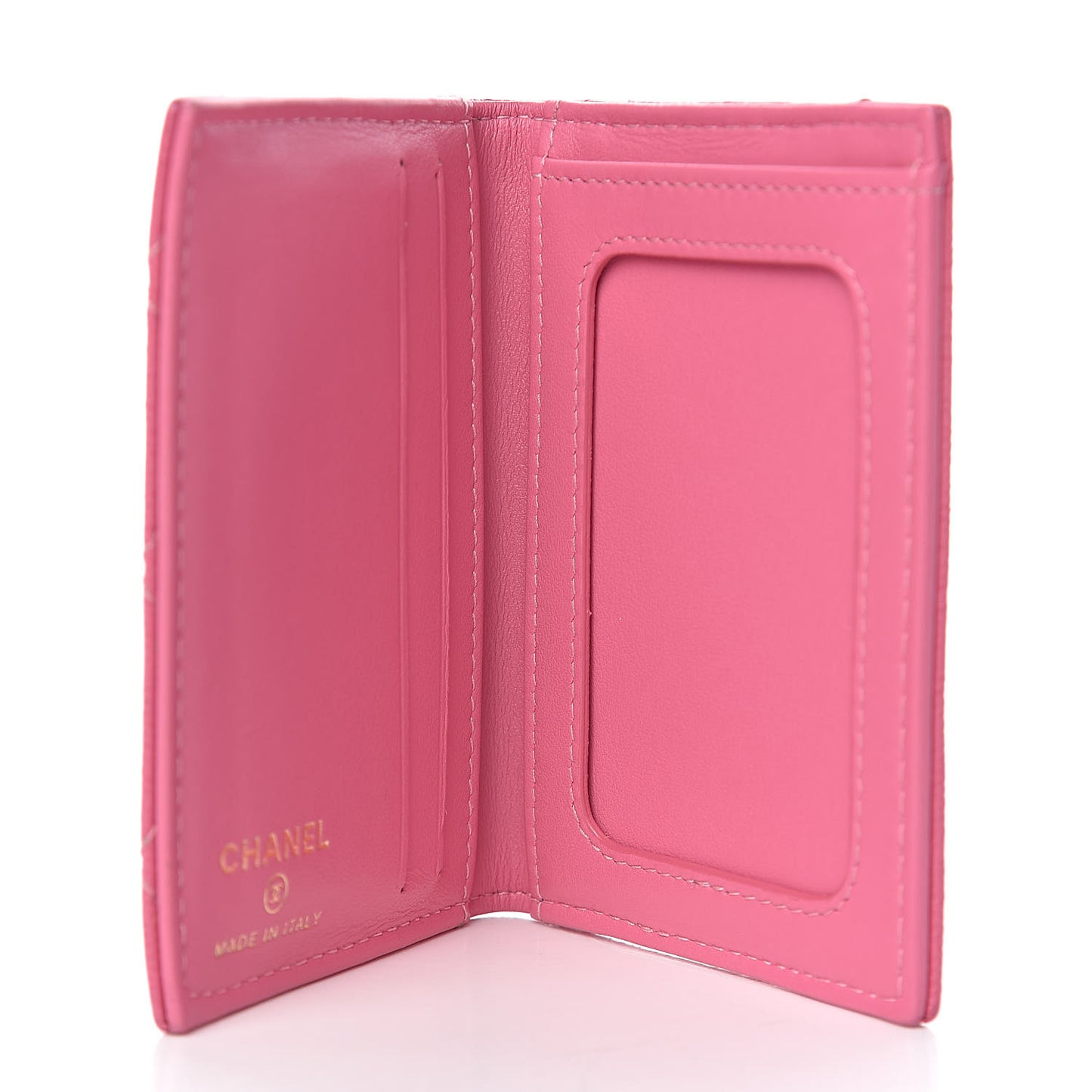 Caviar Quilted Card Holder Wallet Pink