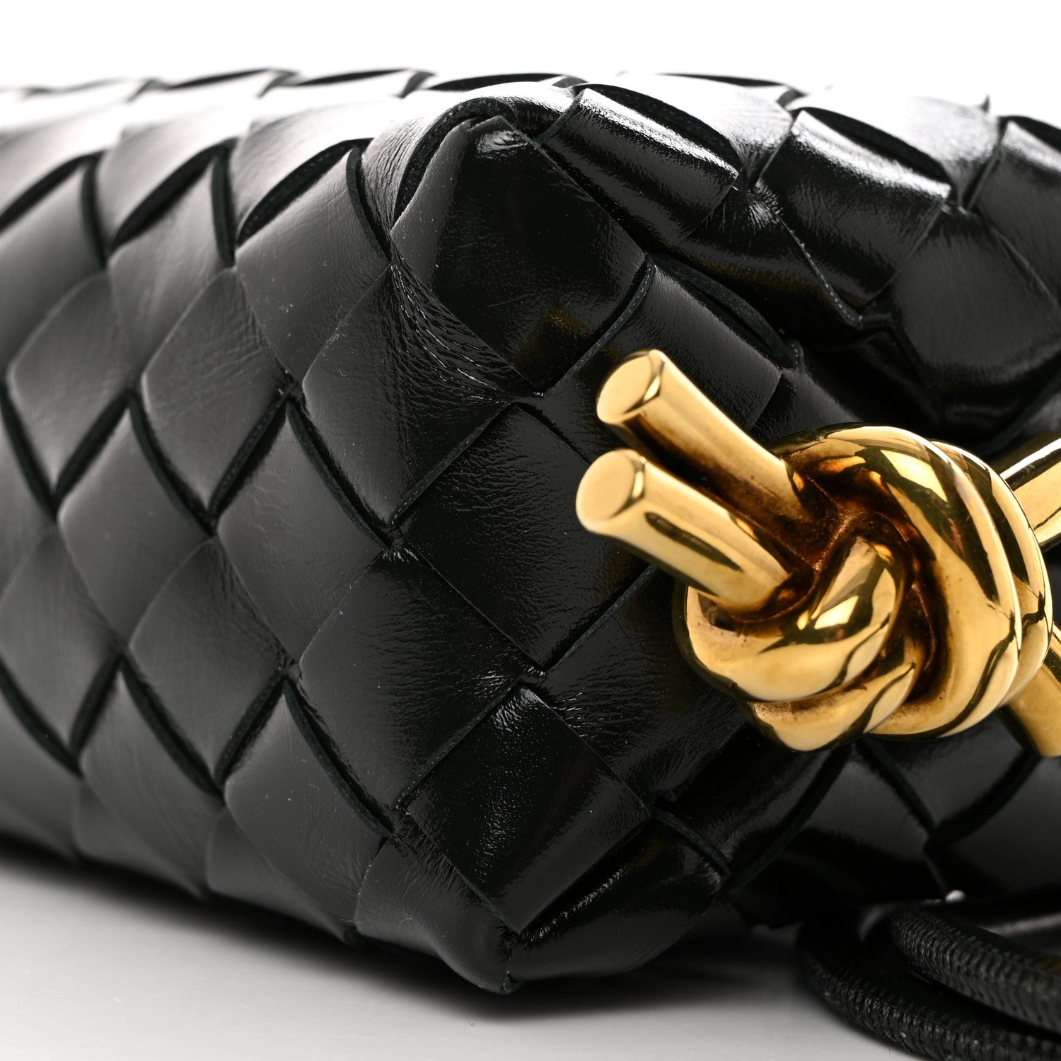 Bottega Veneta Polished Patent Intrecciato Knot Small Loop Camera Bag Raintree 9 of 9