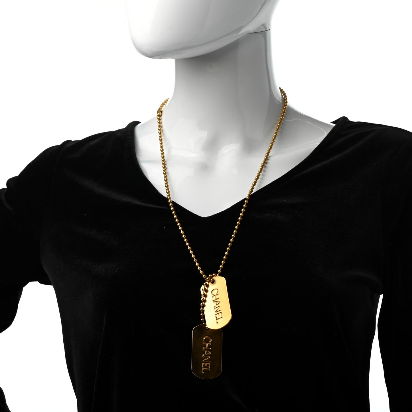ID Dog Tag Charm Necklace Gold