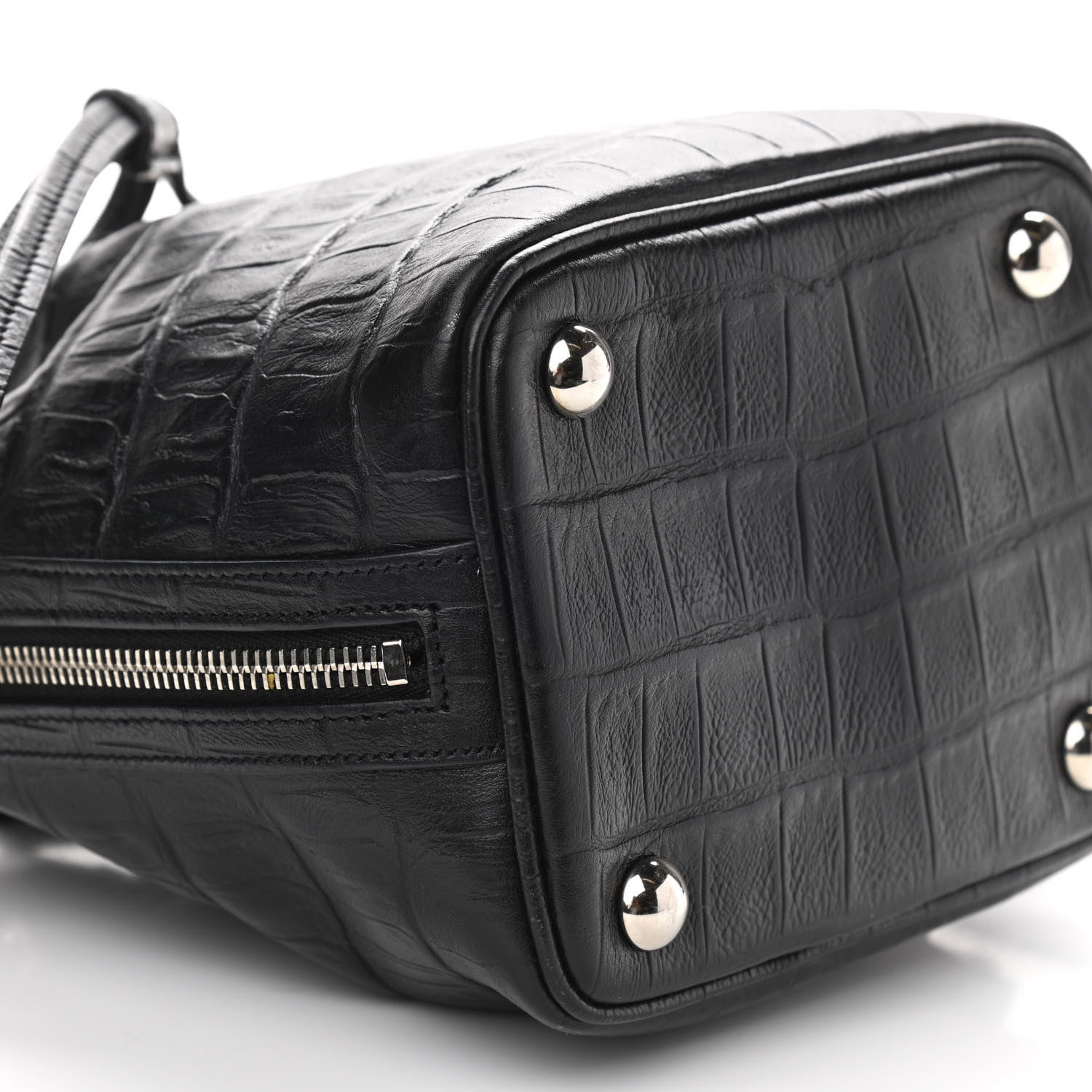 Saint Laurent Calfskin Crocodile Embossed Small Emmanuelle Bucket Bag Black 7 of 8