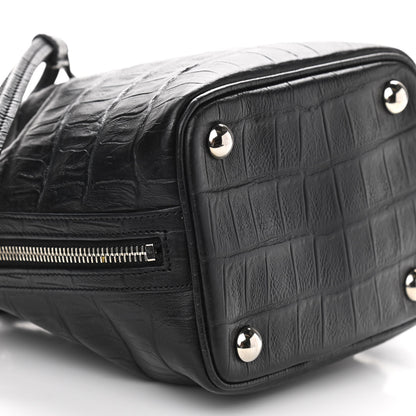 Saint Laurent Calfskin Crocodile Embossed Small Emmanuelle Bucket Bag Black 7 of 8