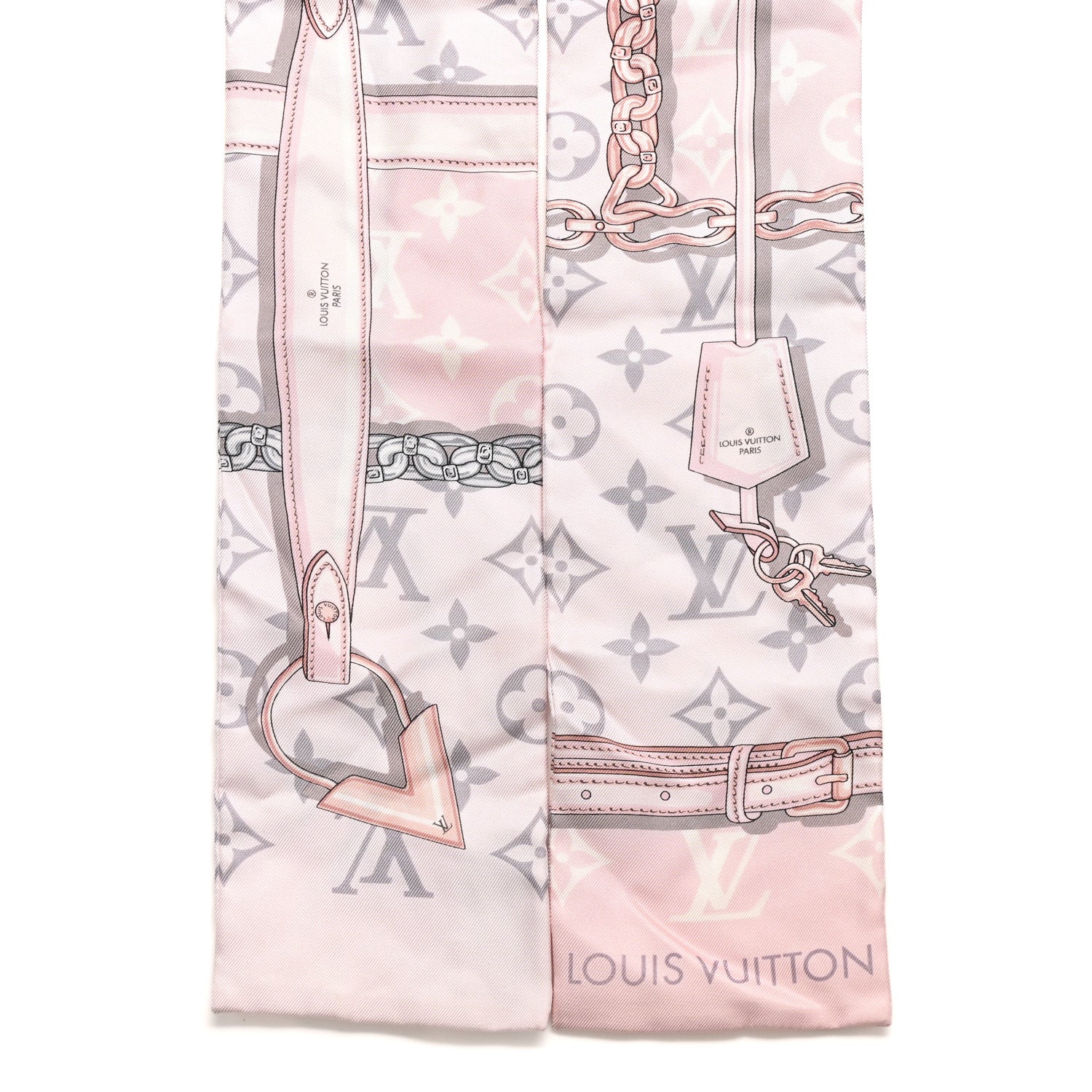 Louis Vuitton Silk Monogram Confidential Bandeau Light Pink Porcelain Rose Beige Ebony 2 of 3