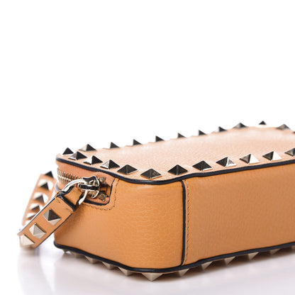 Valentino Garavani Pebbled Calfskin Rockstud Slip Handle Wristlet Zip Clutch Orange 5 of 9
