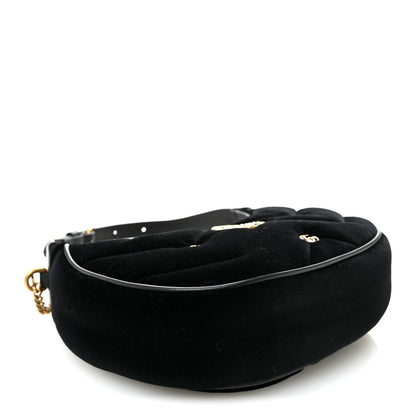 Gucci Velvet Matelasse Double G Studs Torchon GG Marmont Half Moon Hobo Black 4 of 10