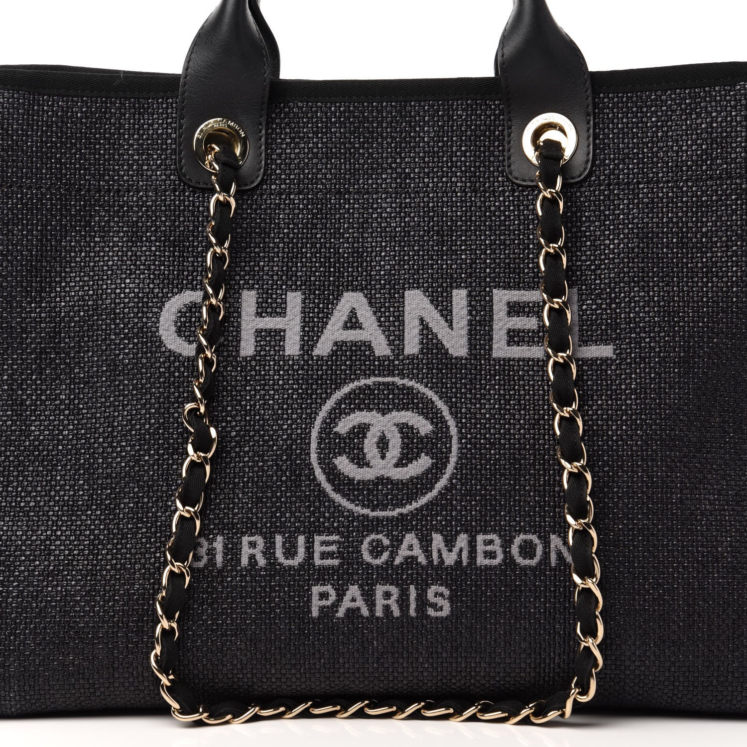 Chanel Woven Straw Raffia Medium Deauville Tote Black 10 of 11