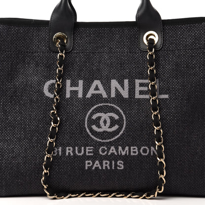 Chanel Woven Straw Raffia Medium Deauville Tote Black 10 of 11