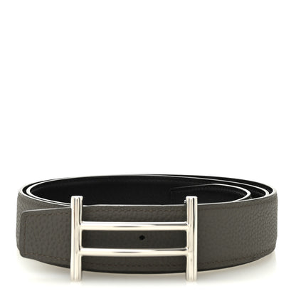 Hermes Box 135 Togo Reversible 32mm Rider Belt 95 Black Etain 1 of 6