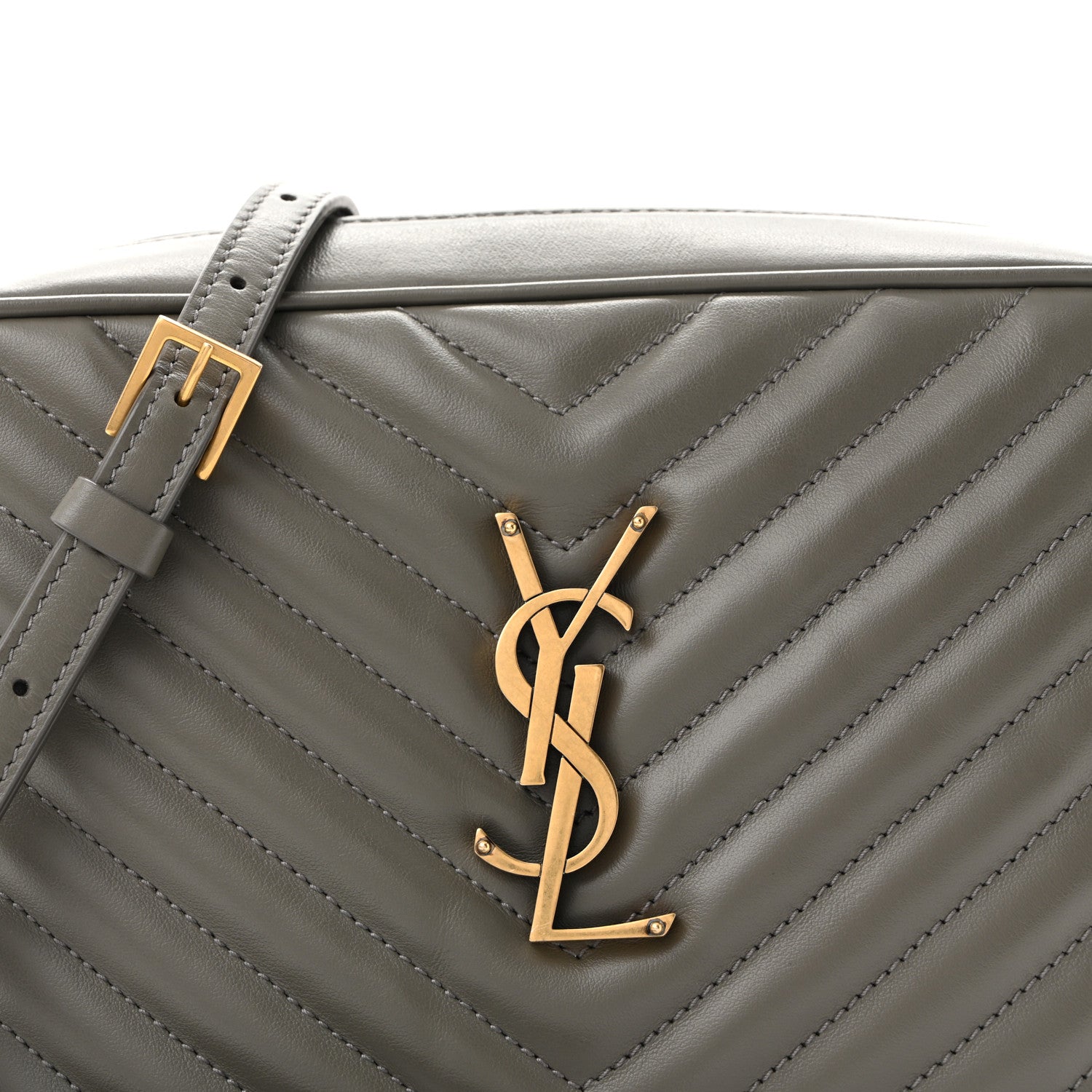 Saint Laurent Calfskin Matelasse Monogram Lou Camera Bag Dusty Grey 9 of 14