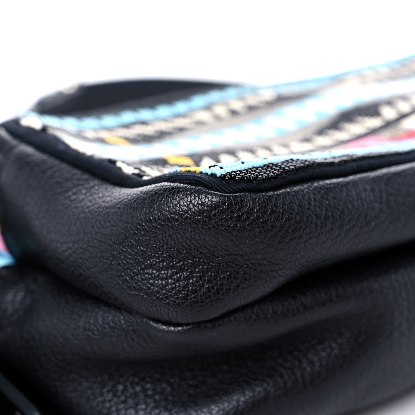 Pebbled Calfskin Beaded Rockstud Belt Bag Black