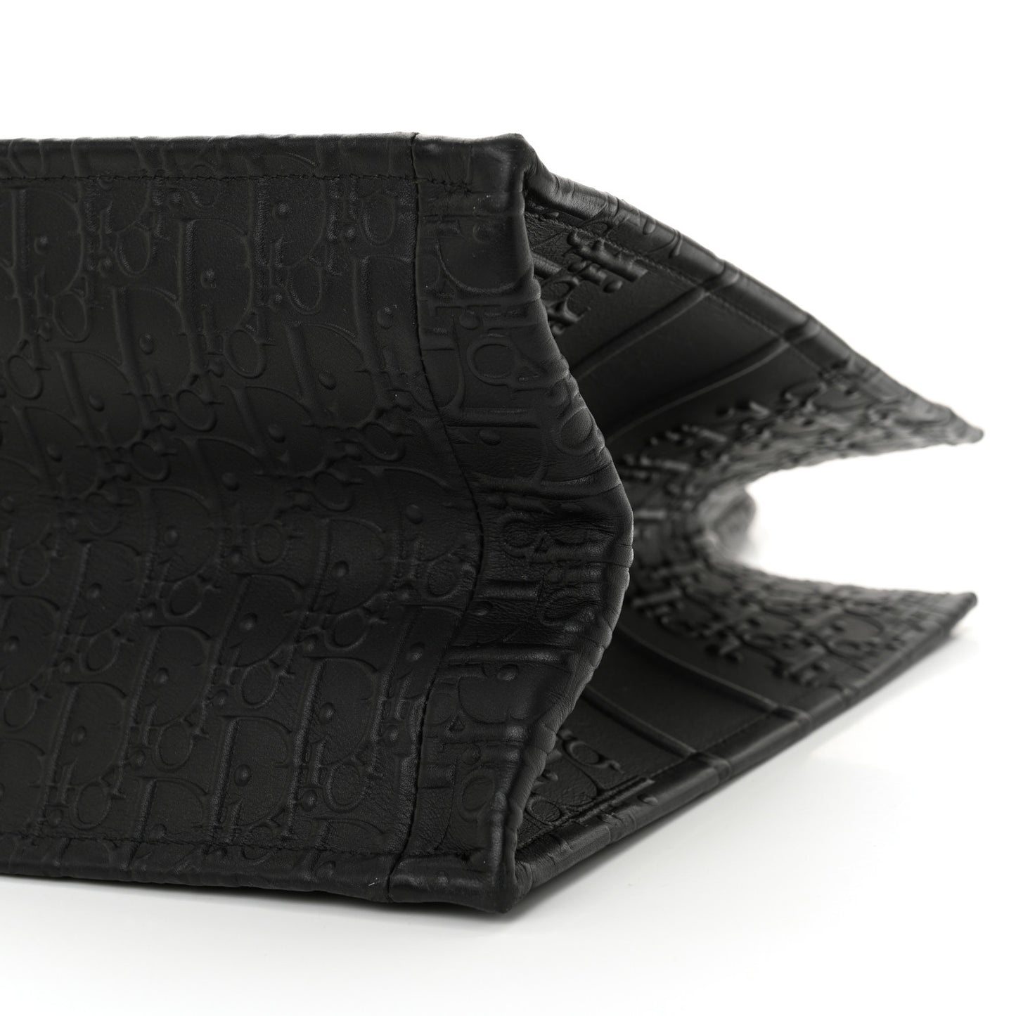 Oblique Calfskin Embossed Medium Book Tote Black