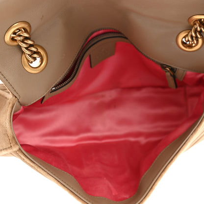 Gucci Velvet Matelasse Small GG Marmont Shoulder Bag Taupe 4 of 11