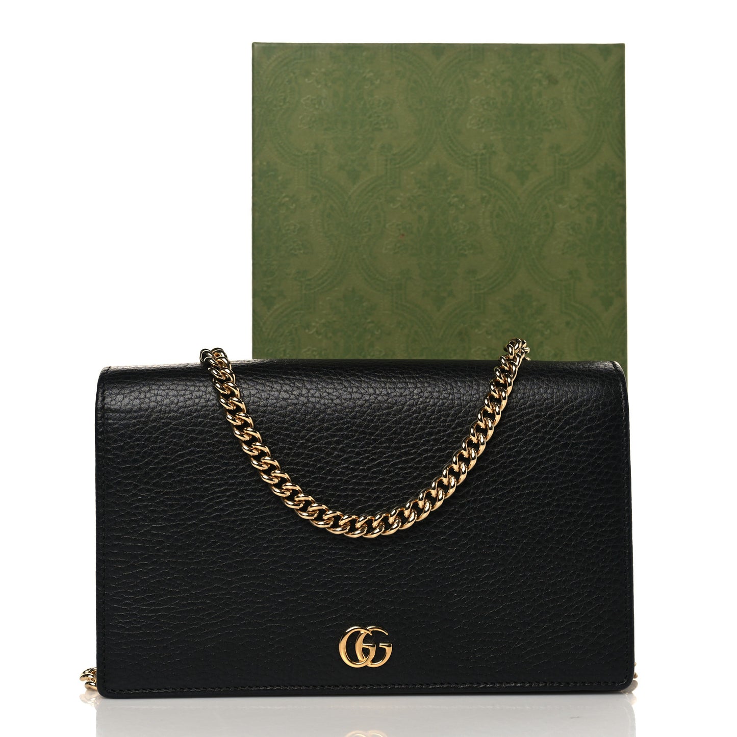 Calfskin Mini GG Marmont Chain Wallet Black