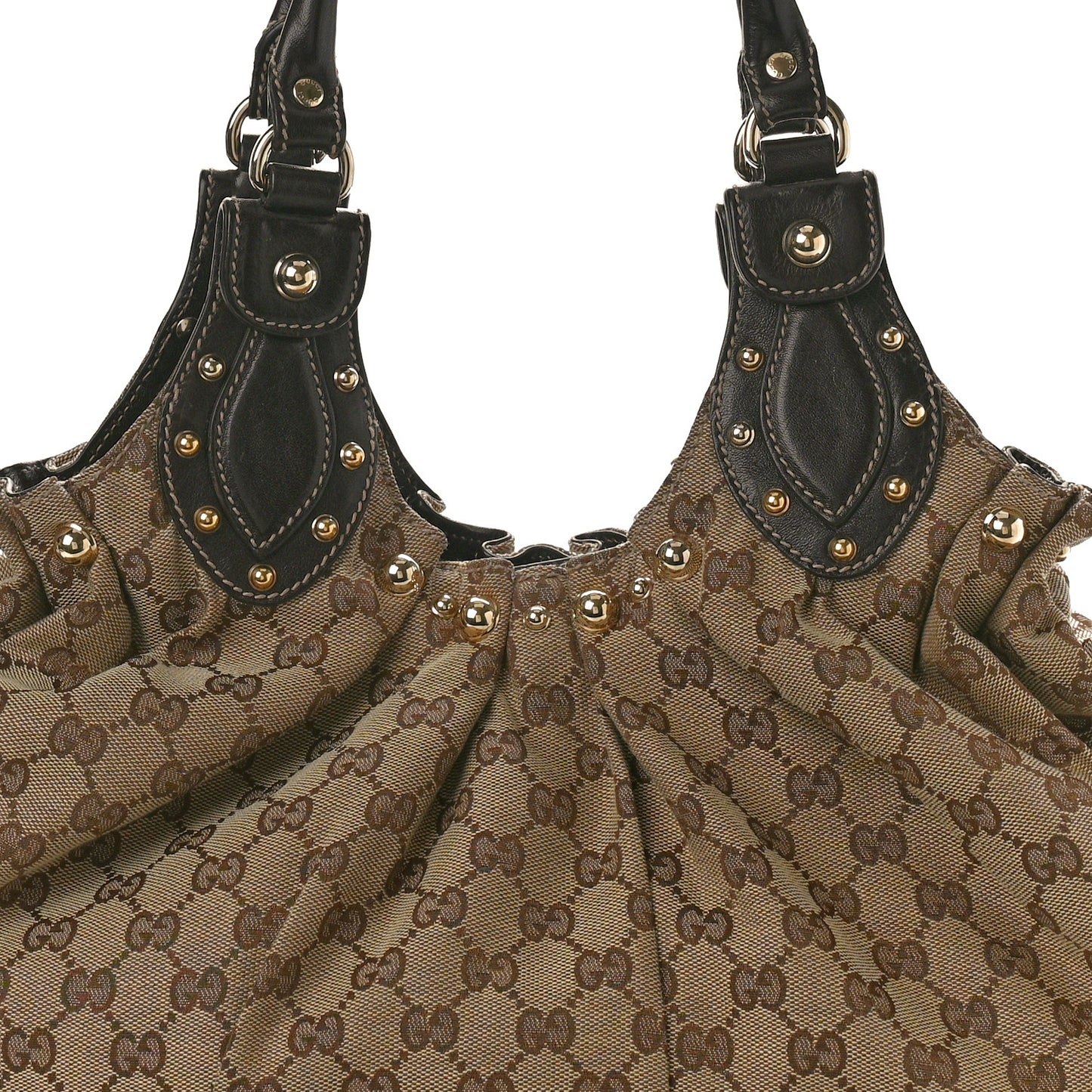 Monogram Studded Medium Pelham Shoulder Bag Dark Brown