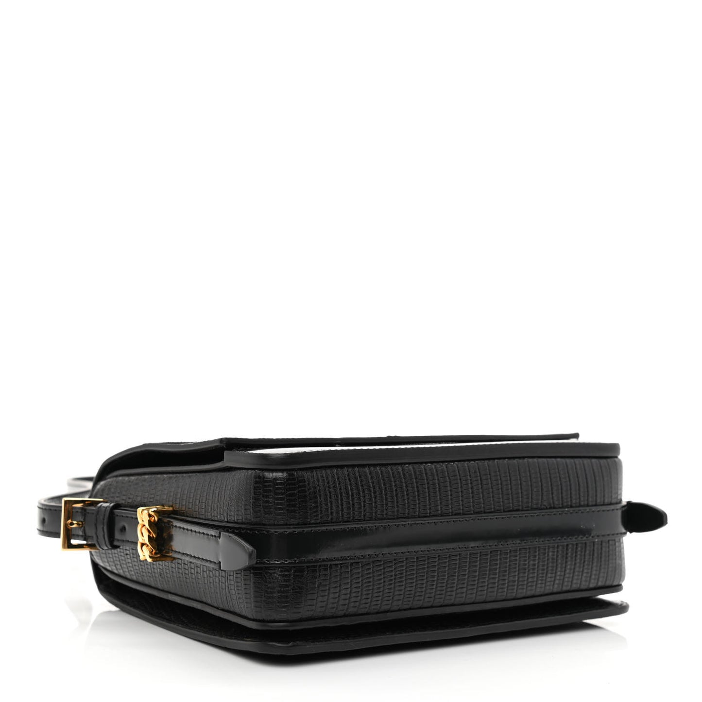 Calfskin Lizard Embossed Two Tone Small Grace Bag Black