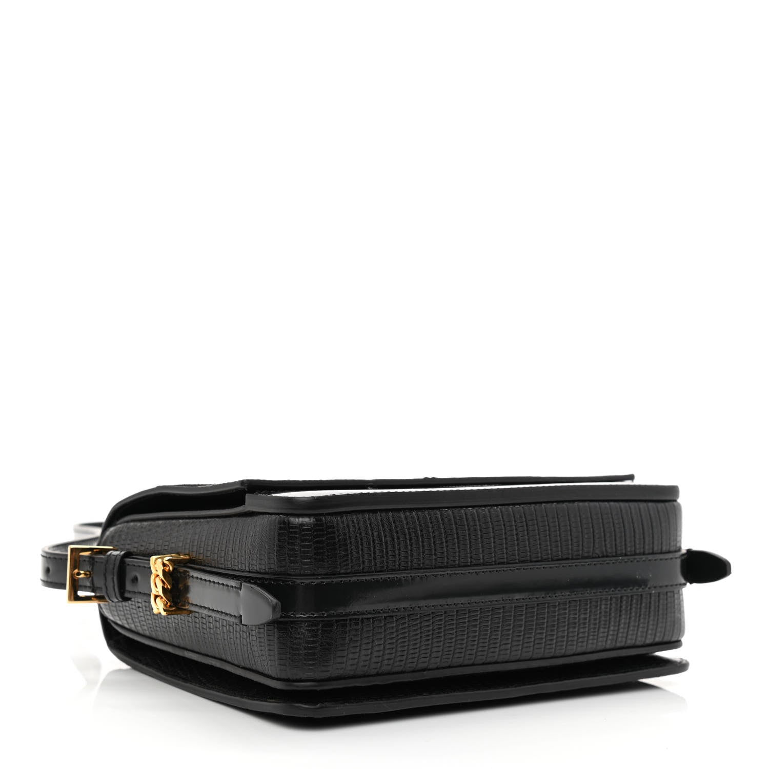 Burberry Calfskin Lizard Embossed Two Tone Small Grace Bag Black 4 of 12
