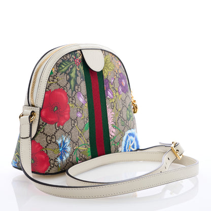 Gucci GG Supreme Monogram Flora Web GG Small Ophidia Dome Shoulder Bag White 3 of 9