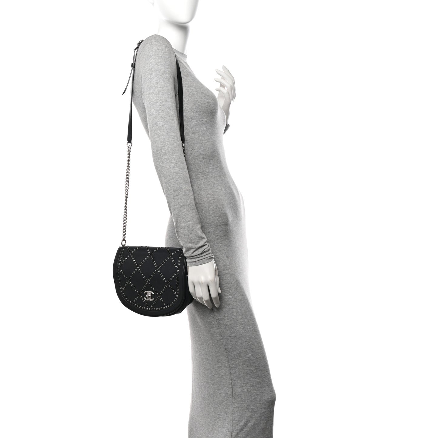 Calfskin Coco Eyelets Small Flap Bag Black