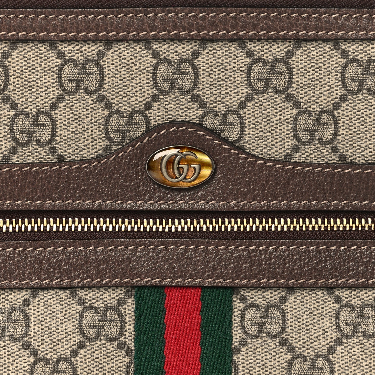 GG Supreme Monogram Large Ophidia Pouch Clutch Brown
