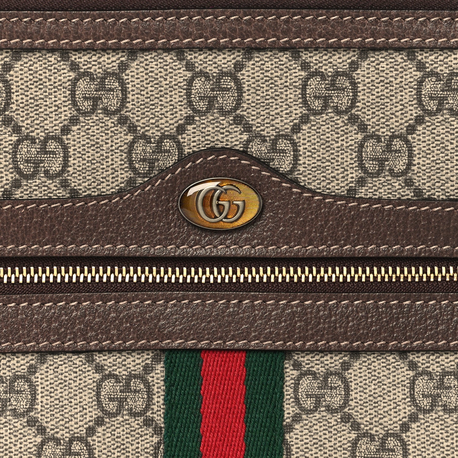 Gucci GG Supreme Monogram Large Ophidia Pouch Clutch Brown 8 of 9