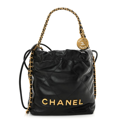 Chanel Shiny Calfskin Quilted Mini Chanel 22 Black 1 of 10