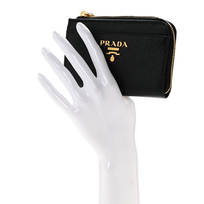 Prada Saffiano Metal Zip Around Keychain Black 2 of 9