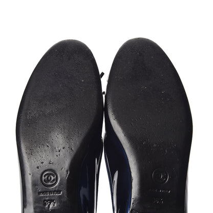 Chanel Patent Cap Toe Ballerina Flats 36.5 Blue 11 of 14