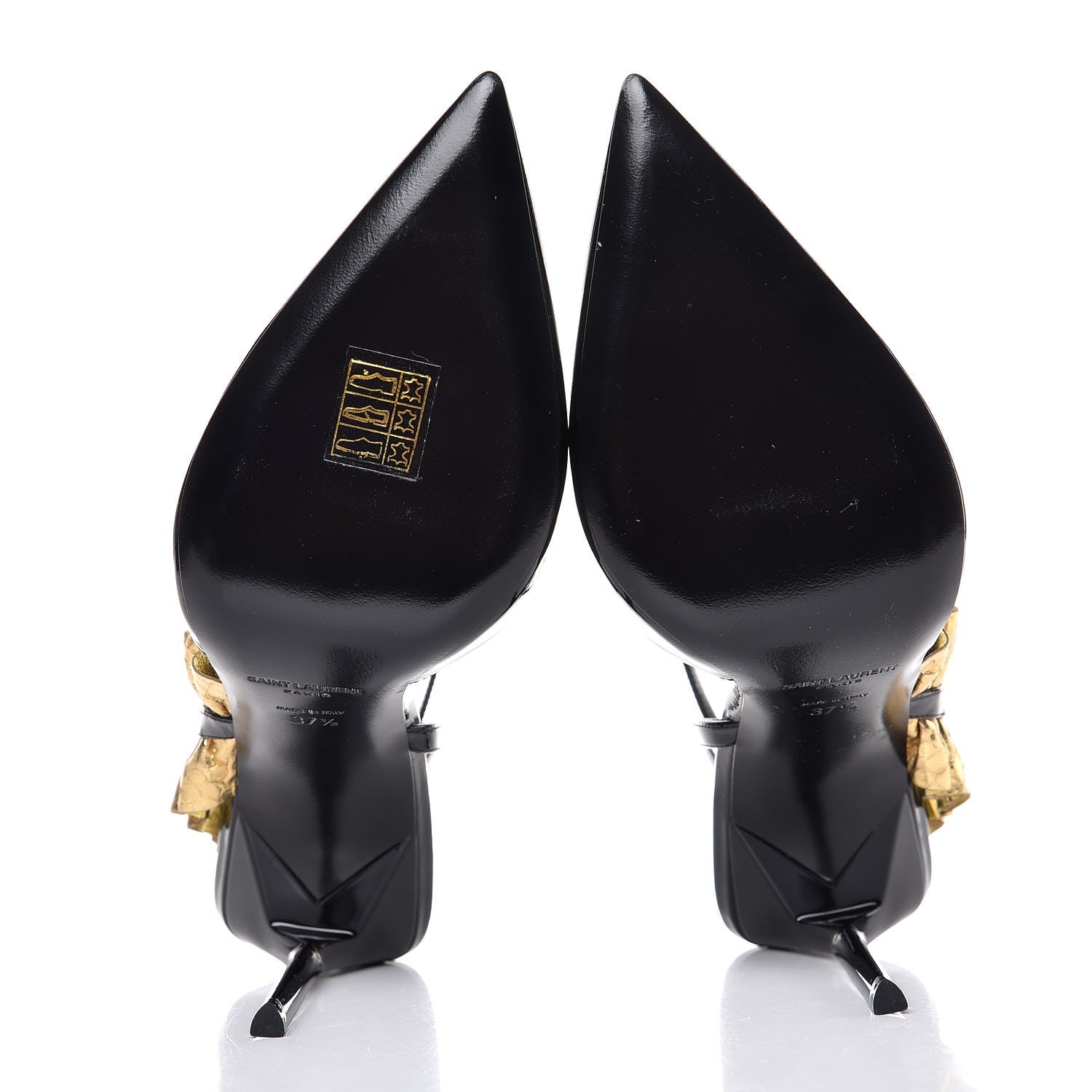 Saint Laurent Patent Snakeskin Edie 110 Pumps 37.5 Black 5 of 9