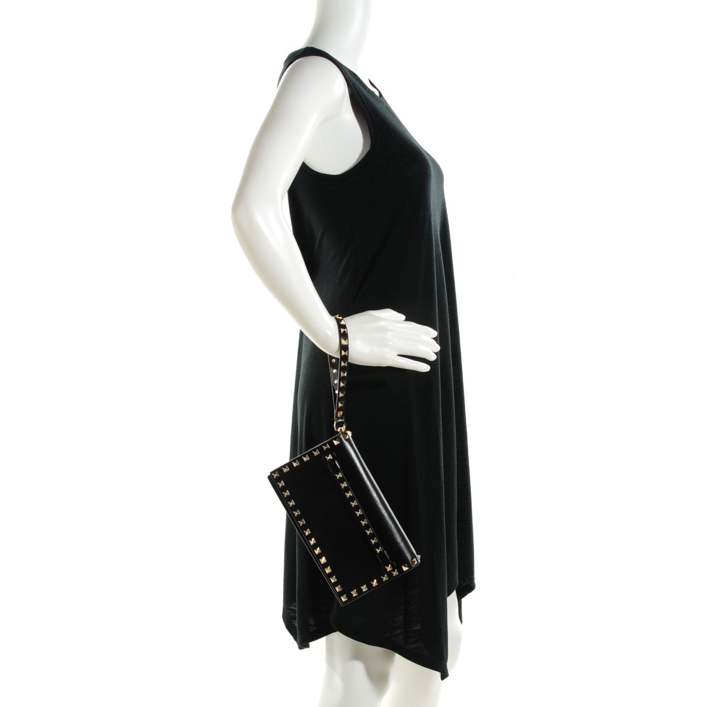 Nappa Small Rockstud Wristlet Clutch Black