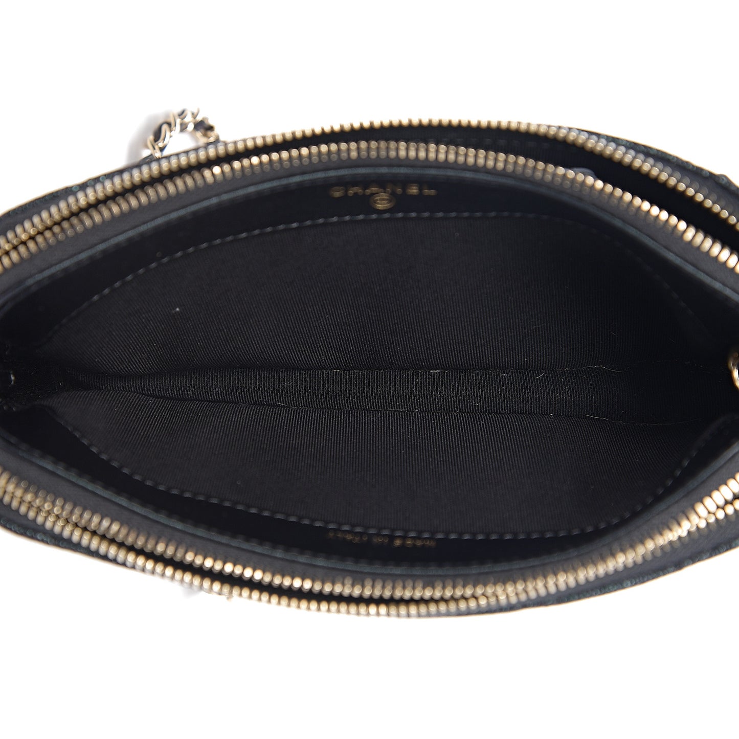 Iridescent Caviar Quilted Small Clutch With Chain Black