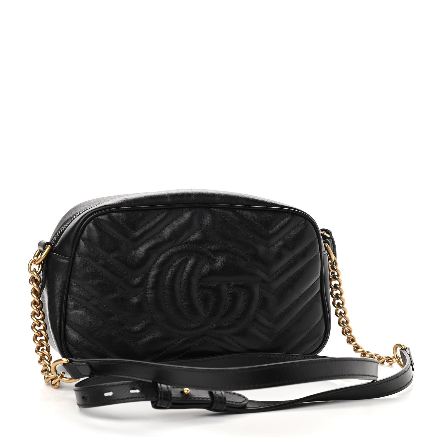 Gucci Calfskin Matelasse Small GG Marmont Chain Shoulder Bag Black 3 of 11