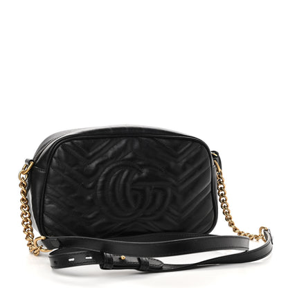 Gucci Calfskin Matelasse Small GG Marmont Chain Shoulder Bag Black 3 of 11