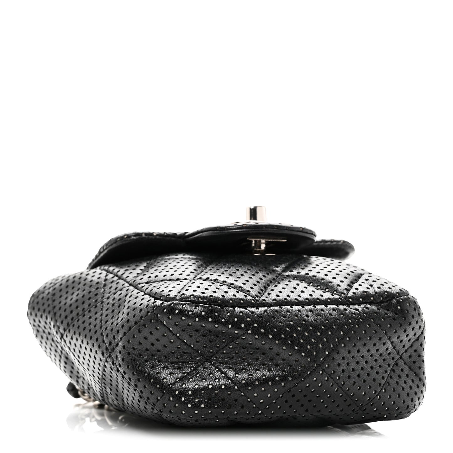 Lambskin Perforated Mini Flap Bag Black