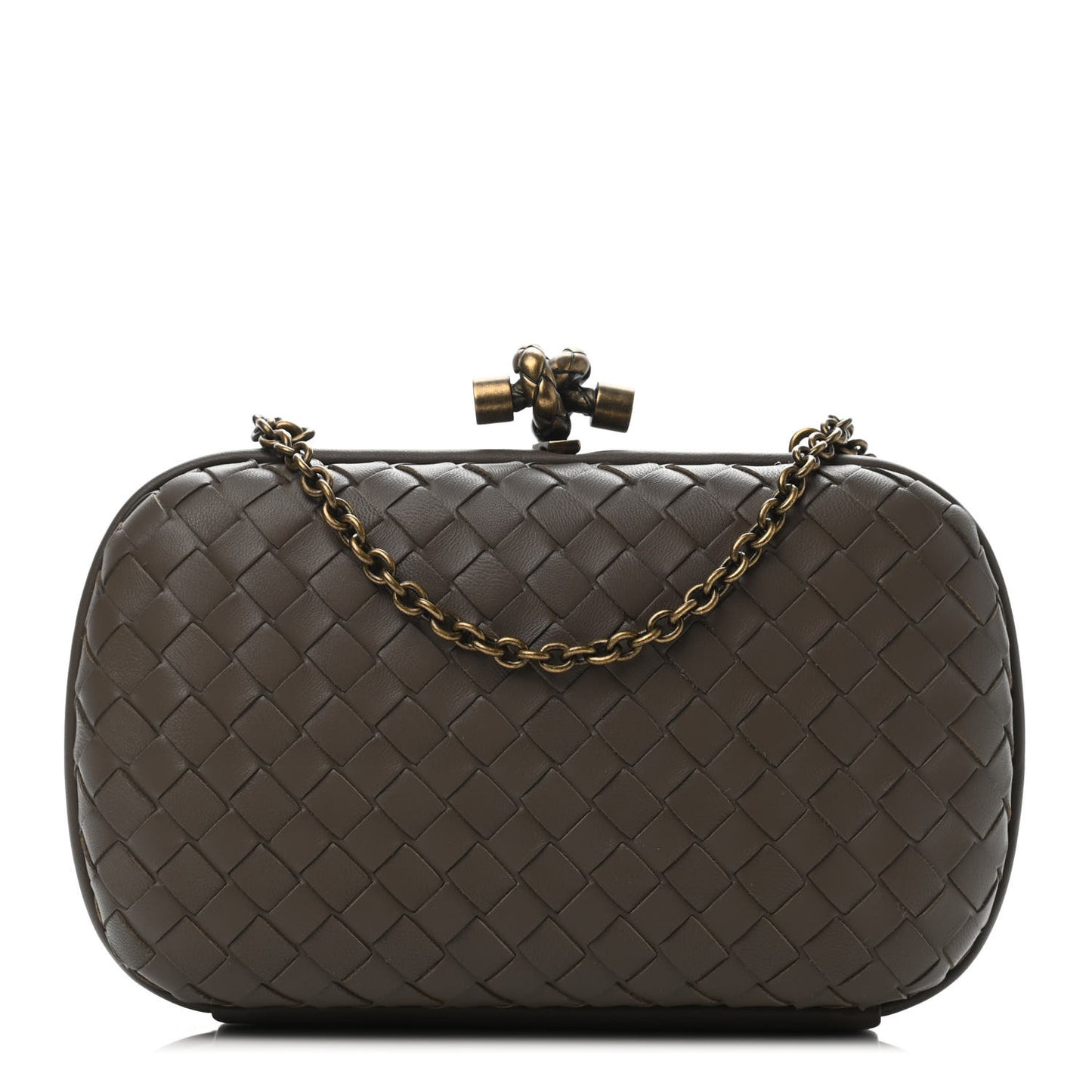 Nappa Intrecciato Chain Knot Clutch Steel