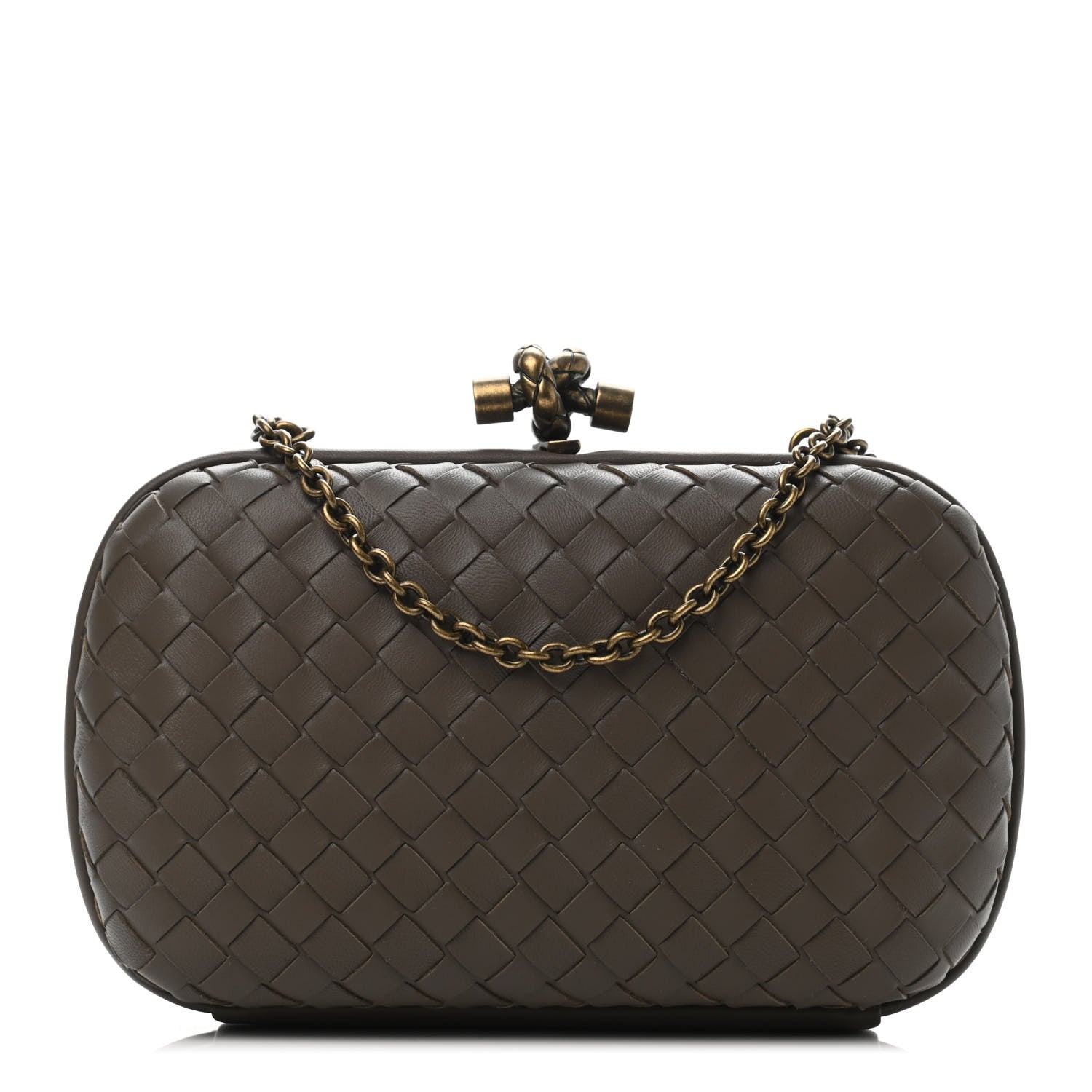 Bottega Veneta Nappa Intrecciato Chain Knot Clutch Steel 1 of 4