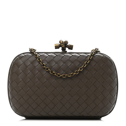 Bottega Veneta Nappa Intrecciato Chain Knot Clutch Steel 1 of 4