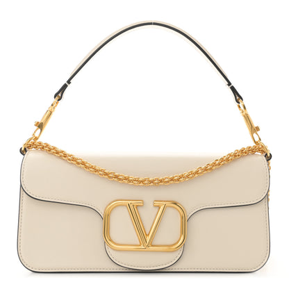 Valentino Garavani Calfskin Vlogo Loco Shoulder Bag Light Ivory 1 of 10