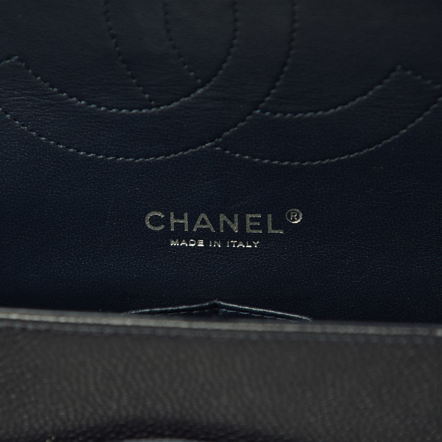 Caviar Quilted Jumbo Double Flap Navy Blue