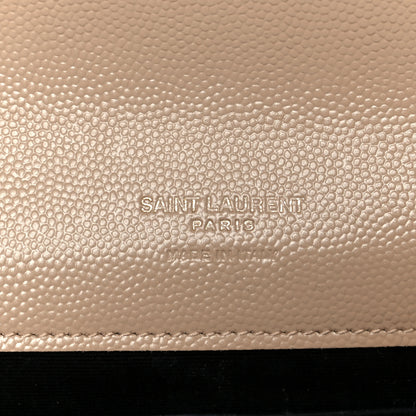 Saint Laurent Grain De Poudre Matelasse Chevron Monogram Envelope Clutch Dark Beige 6 of 10