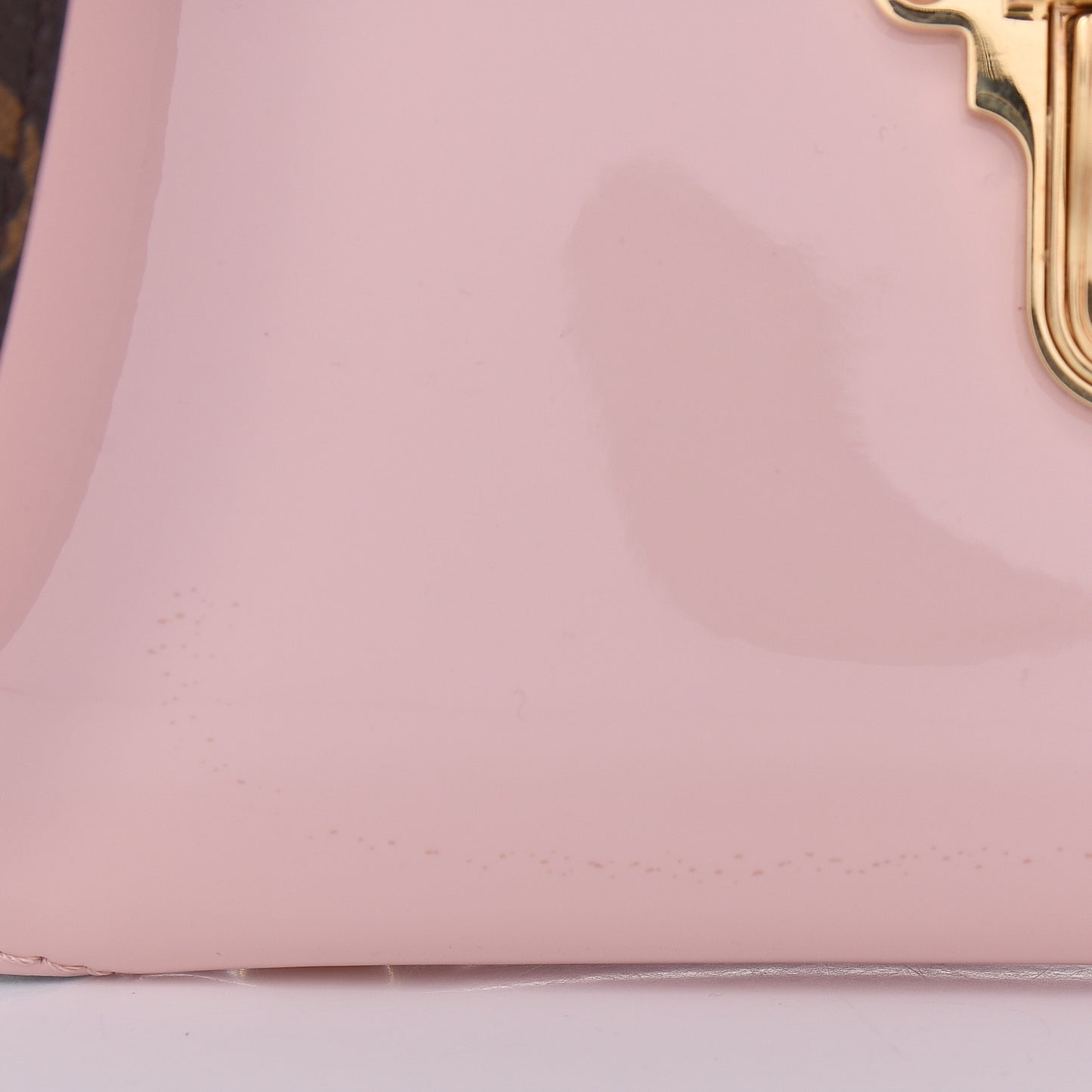 Patent Calfskin Monogram Cherrywood PM Rose Ballerine