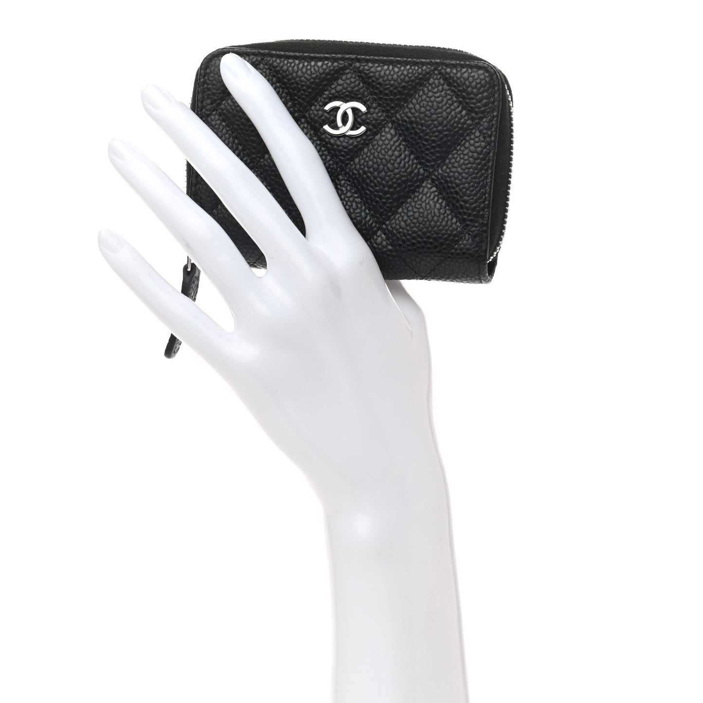 Caviar Quilted Zip Coin Purse Black