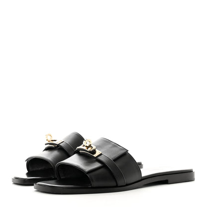 Hermes Calfskin Giulia Sandals 37.5 Black 3 of 8