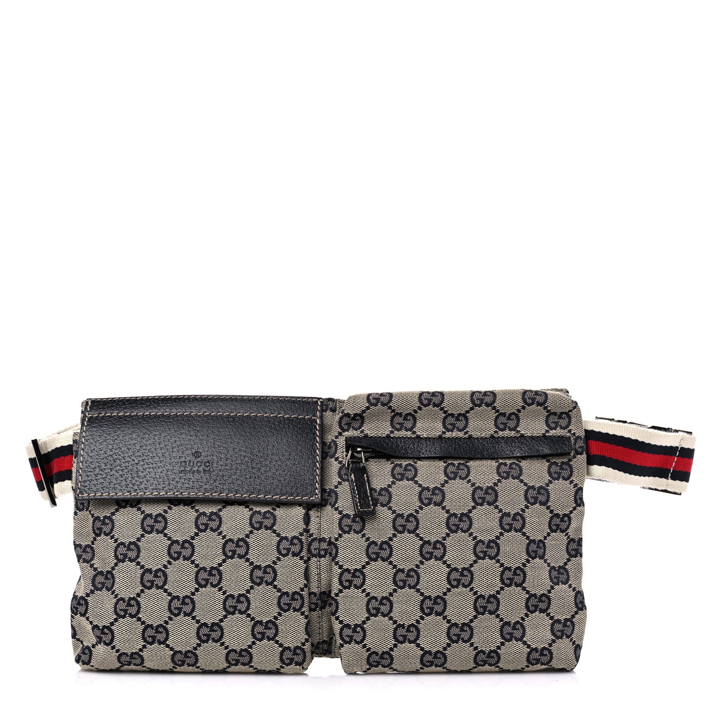 GG Monogram Web Double Pocket Belt Bag Navy