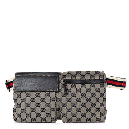 Gucci GG Monogram Web Double Pocket Belt Bag Navy 1 of 13
